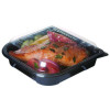 100% Recycled Content 6" Premium Take Out Containers, 12.5 Oz, Black Base/Clear Lid, Plastic, 50/Pack, 3 Packs/Carton