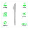 Plantware Compostable Cutlery, Knife, Plastic, White, 1,000/Carton