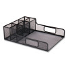 Network Collection Utensil, Napkin And Plate Countertop Organizer, 11.5 x 14.75 x 5.5, Metal, Black