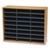 Literature Organizer, 24 Letter Compartments, 29 x 11.88 x 23.44, Medium Oak