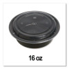 Microwavable Food Container With Lid, Round, 16 Oz, 6.29 x 6.29 x 1.96, Black/Clear, Plastic, 150/Carton