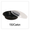 Microwavable Food Container With Lid, Round, 48 Oz, 8.85 x 8.85 x 2.24, Black/Clear, Plastic, 150/Carton