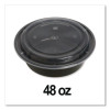 Microwavable Food Container With Lid, Round, 48 Oz, 8.85 x 8.85 x 2.24, Black/Clear, Plastic, 150/Carton