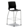 Motivate Four-Leg Cafe Height Stool, Supports Up To 300 Lb, 30" Seat Height, Onyx Seat, Onyx Back, Platinum Base