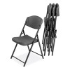 Rough n Ready Commercial Folding Chair, Supports Up To 350 Lb, 18" Seat Height, Charcoal Seat/Back, Charcoal Base, 4/Pack