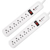 Surge Protector, 6 Ac Outlets, 4 Ft Cord, 540 J, White, 2/Pack