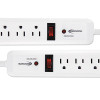 Surge Protector, 6 Ac Outlets, 4 Ft Cord, 540 J, White, 2/Pack