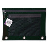 Two-Pocket Binder-Insertable Pencil Pouch With Mesh Front, 2 Compartments, 3-Hole Punched, 11" x 9", Black, 6/Pack