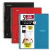 Wirebound Notebook, 3-Subject, Wide/Legal Rule, Assorted Cover Colors, (150) 10.5 x 8.63 Sheets, 3/Pack