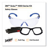 Solus 1000 Series Safety Glasses, Frameless, Black/Blue Arms, Clear Single Lens