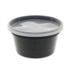 Newspring Delitainer Microwavable Container, 12 Oz, 4.55" Diameter x 2.45" h, Black/Clear, Plastic, 240/Carton