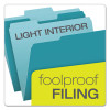Colored File Folders, 1/3-Cut Tabs: Assorted, Letter Size, Teal/Light Teal, 100/Box
