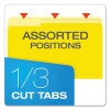 Colored File Folders, 1/3-Cut Tabs: Assorted, Legal Size, Yellow/Light Yellow, 100/Box
