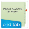 End Tab Classification Folders, Straight Tab, Expands 2", 1 Divider, 4 Fasteners, Legal Size, Pale Green, 10/Box