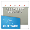 Colored Reinforced Hanging Folders, Letter Size, 1/5-Cut Tabs, Gray, 25/Box