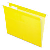 Colored Reinforced Hanging Folders, Letter Size, 1/5-Cut Tabs, Yellow, 25/Box