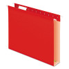 Extra Capacity Reinforced Hanging File Folders With Box Bottom, 2" Capacity, Letter Size, 1/5-Cut Tabs, Red, 25/Box