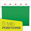 Ready-Tab Colored Reinforced Hanging Folders, Letter Size, 1/5-Cut Tabs, Bright Green, 25/Box