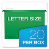 Surehook Hanging Folders, Letter Size, 1/5-Cut Tabs, Bright Green, 20/Box