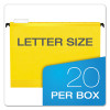 Surehook Hanging Folders, Letter Size, 1/5-Cut Tabs, Yellow, 20/Box