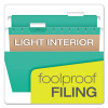 Colored Hanging Folders, Letter Size, 1/5-Cut Tabs, Aqua, 25/Box