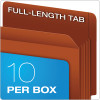 Heavy-Duty End Tab File Pockets, 3.5" Expansion, Legal Size, Red Fiber, 10/Box