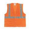 Zipper Safety Vest, Polyester Mesh, X-Large, Hi-Viz Orange