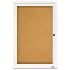 Enclosed Indoor Cork Bulletin Board With One Hinged Door, 24" x 36", Tan Surface, Satin Aluminum Frame