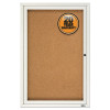 Enclosed Indoor Cork Bulletin Board With One Hinged Door, 24" x 36", Tan Surface, Satin Aluminum Frame