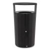 Resist Round Waste Container, 33 Gal, Metal, Black