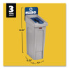Slim Jim Recycling Station Kit, 1-Stream Mixed Recycling, 23 Gal, Plastic, Gray/Blue