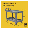 Brute Heavy-Duty Ergo Handle Utility Cart, Plastic, 2 Shelves, 750 Lb Capacity, 26" x 55" x 33.25", Gray