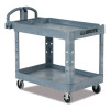 Brute Heavy-Duty Ergo Handle Utility Cart, Plastic, 2 Shelves, 750 Lb Capacity, 26" x 55" x 33.25", Gray