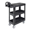 Brute 3-Shelf Heavy-Duty Ergo Flat Utility Cart, Plastic, 3 Shelves, 600 Lb Capacity, 25.24" x 48.63" x 46.18", Black