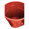Vented Round Brute Container, 10 Gal, Plastic, Red, 6/Carton