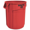 Vented Round Brute Container, 10 Gal, Plastic, Red, 6/Carton