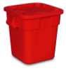 Square Brute Lid, 21.88w x 21.88d x 2.13h, Red, 6/Carton