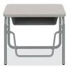 Alphabetter 2.0 Height-Adjustable Student Desk With Pendulum Bar And Book Box, 27.75" x 19.75" x 22" To 30", Pebble Gray