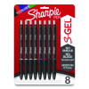 S-Gel High-Performance Gel Pens, Retractable, Medium 0.7 Mm, Assorted Ink Colors, Black Barrel, 8/Pack