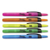 Retractable Highlighters With Storage Pouch, Assorted Ink Colors, Chisel Tip, Assorted Barrel Colors, 8/Set