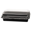 Creative Carryouts Hinged Plastic Hot Deli Boxes, 24 Oz, 7.87 X 5.4 X 2.1, Black/Clear, 200/Carton