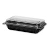 Hinged-Lid Dinner Box, 64 Oz, 11.5 x 8.1 x 3, Black/Clear, Plastic, 100/Carton
