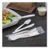 Regal Mediumweight Cutlery Kit, Individually Wrapped, Fork/Knife/Napkin/Spoon/Salt/Pepper, Plastic, White, 750/Carton