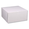 White One-Piece Non-Window Bakery Boxes, Standard, 12 x 12 x 6, White/Brown, Paper, 50/Bundle