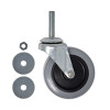 Replacement Bayonet-Stem Swivel Casters, Threaded Stem (0.26" x 2"), 3" Hard Urethane Wheel, Gray