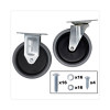 Replacement Plate Casters, (2) Rigid Mount Plate, (2) Swivel Mount Plate, 5" Soft Rubber Wheel, Gray, 4/Set
