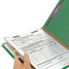 Pressboard Top Tab Classification Folders, Expands 2", 1 Divider, 4 Safeshield Fasteners, Letter Size, Green, 10/Box
