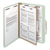 Pressboard Classification Folders With Four Safeshield Fasteners, 2/5-Cut Tabs, 1 Divider, Letter Size, Gray-Green, 10/Box