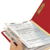Colored Top Tab Classification Folders, 2/5-Cut Tab, Expands 2", 2 Dividers, 6 Safeshield Fasteners, Letter Size, Red, 10/Box