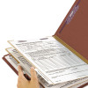 Pressboard Classification Folders, 2/5-Cut Tab, Expands 2", 2 Dividers, 6 Safeshield Fasteners, Letter Size, Red, 10/Box
